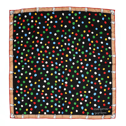 Louis Vuitton X Kusama Silk Wool Painted Dots Scarf Black Multi 1 of 3