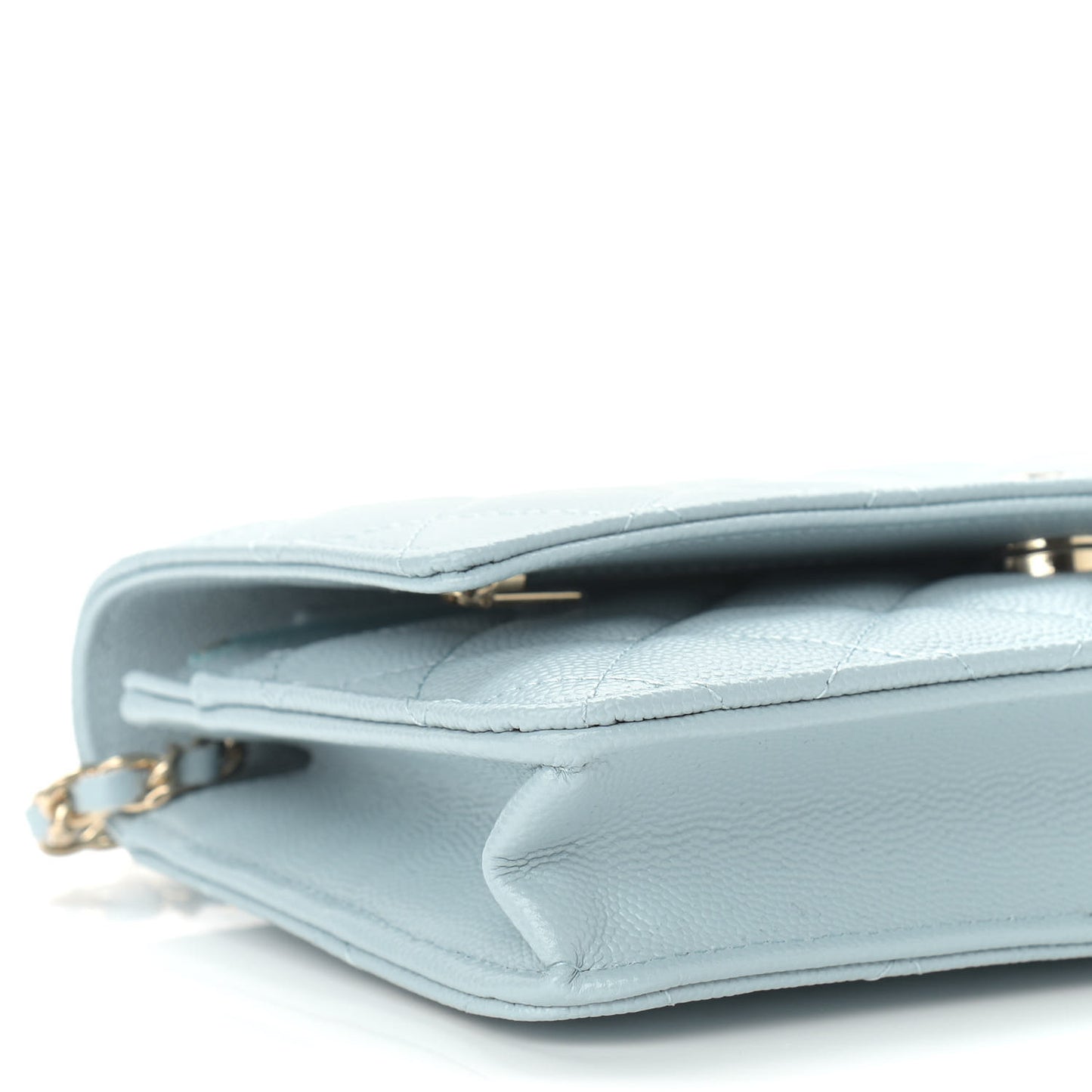 Caviar Quilted Wallet On Chain WOC Light Blue
