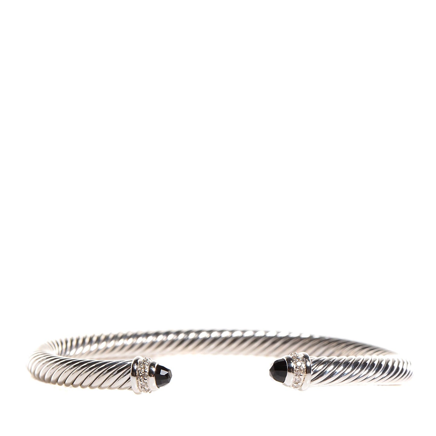 Sterling Silver Diamond Pave Black Onyx 5mm Cable Classics Bracelet