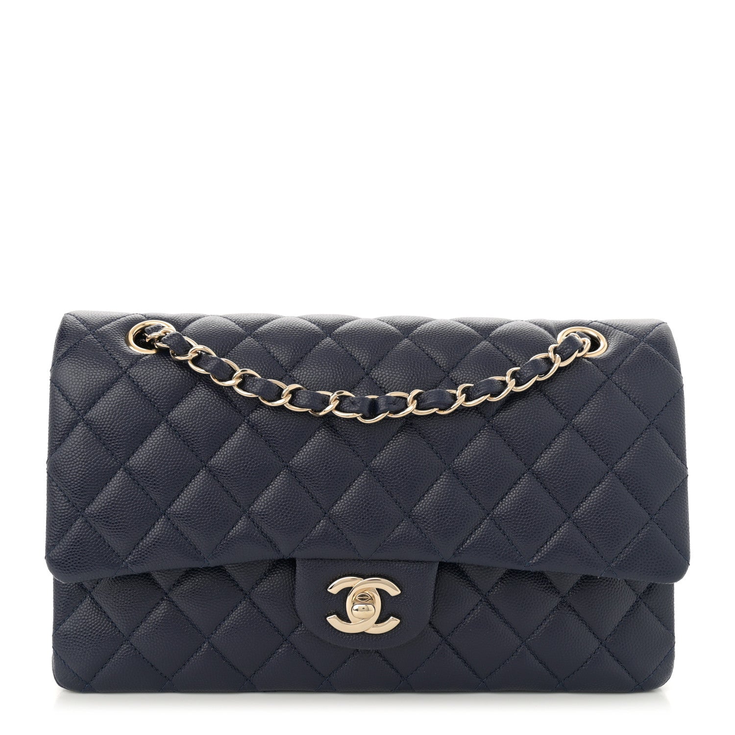Chanel Caviar Quilted Medium Double Flap Dark Blue 1 of 13