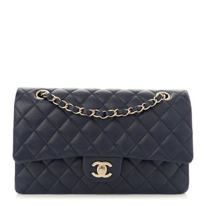 Chanel Caviar Quilted Medium Double Flap Dark Blue 1 of 13