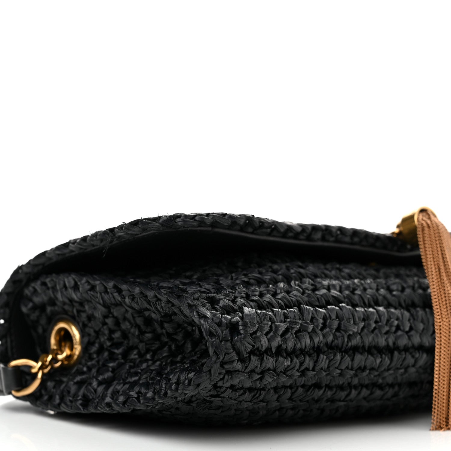 Saint Laurent Raffia Monogram Tassel Kate 99 Black 9 of 15