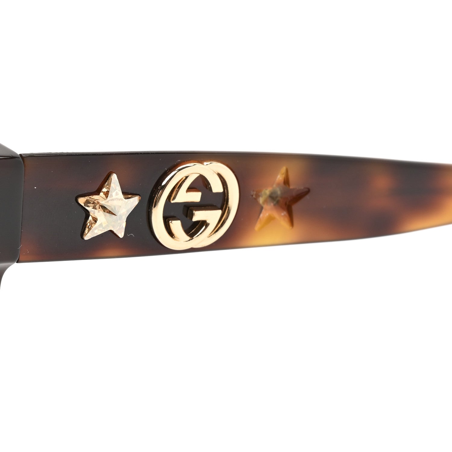 Gucci Round Frame Star Sunglasses GG0208S Tortoise 8 of 9