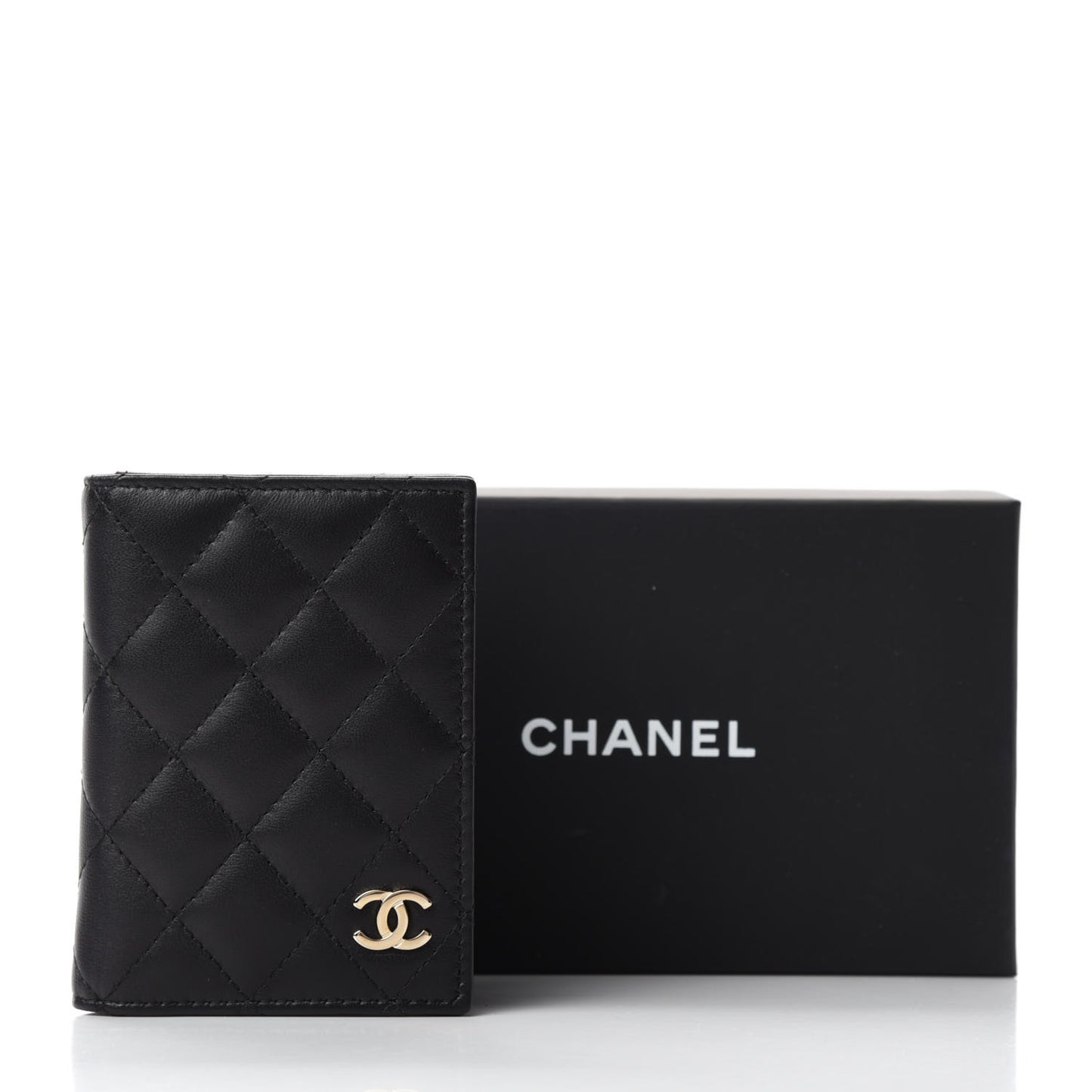 Lambskin Quilted Card Holder Wallet Black