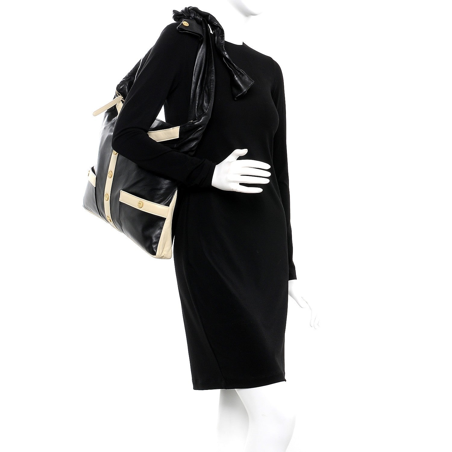 Chanel Lambskin Large Girl Bag Black Beige 2 of 8