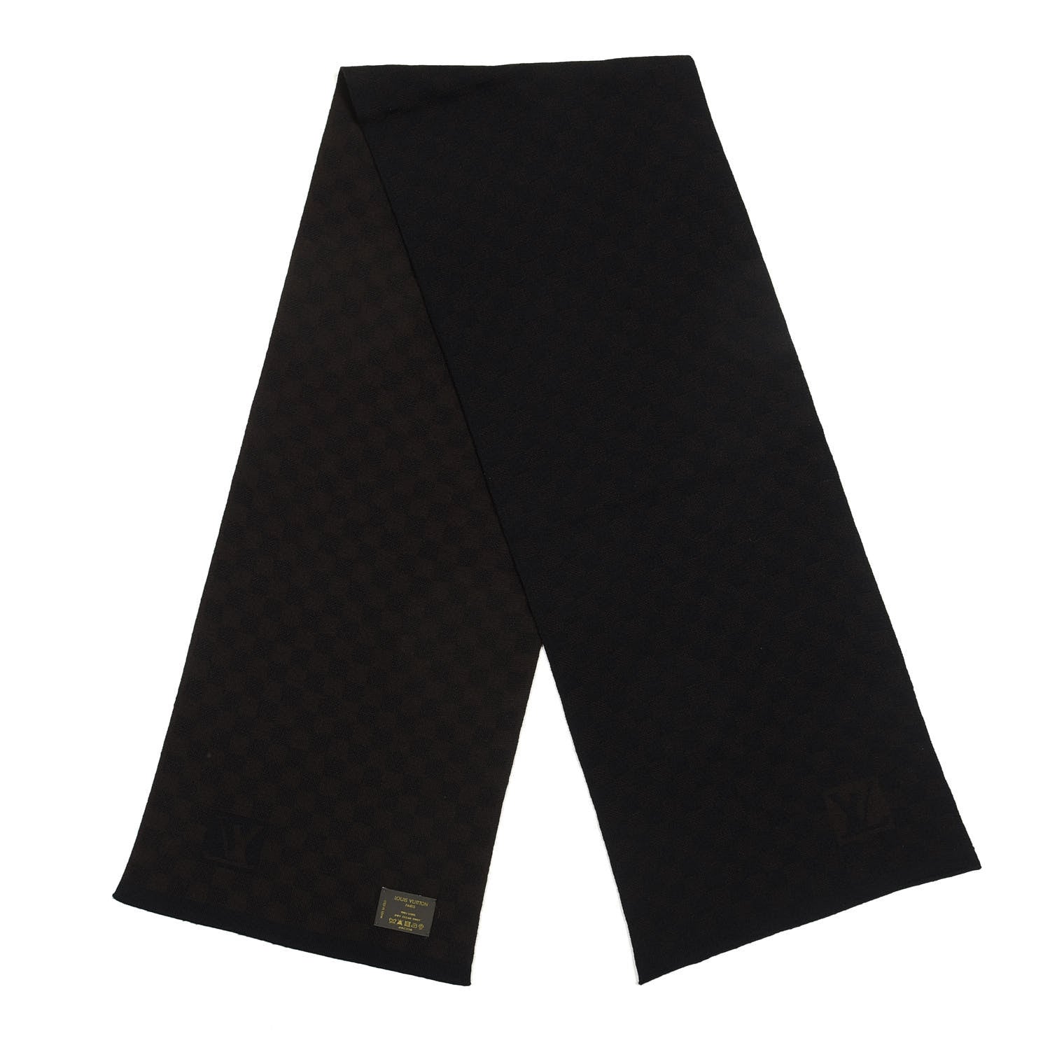 Louis Vuitton Wool Petit Damier Stole Scarf Brown 2 of 3