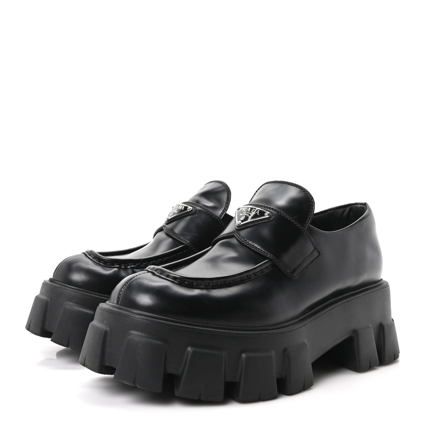 Spazzolato Rois Metal Triangle Logo Monolith 55mm Loafers 40 Black