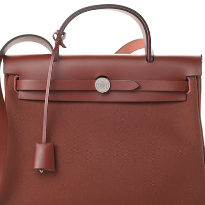 Hermes Vache Hunter Toile Herbag Zip 31 PM Rouge H 9 of 14