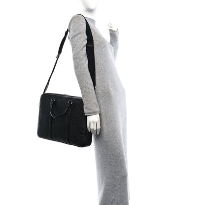 Gucci Piuma Calfskin Jumbo GG Embossed Briefcase Black 2 of 10