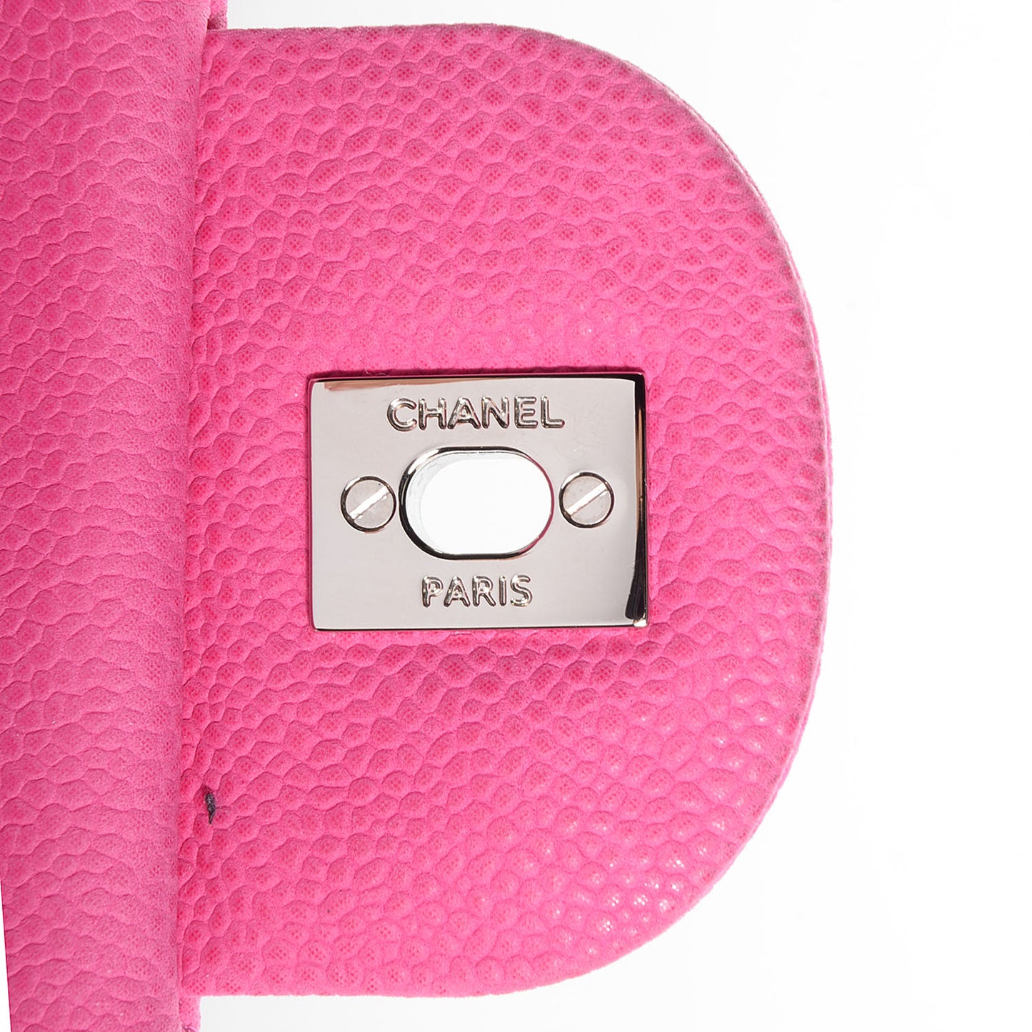 Iridescent Caviar Jumbo Double Flap Hot Pink