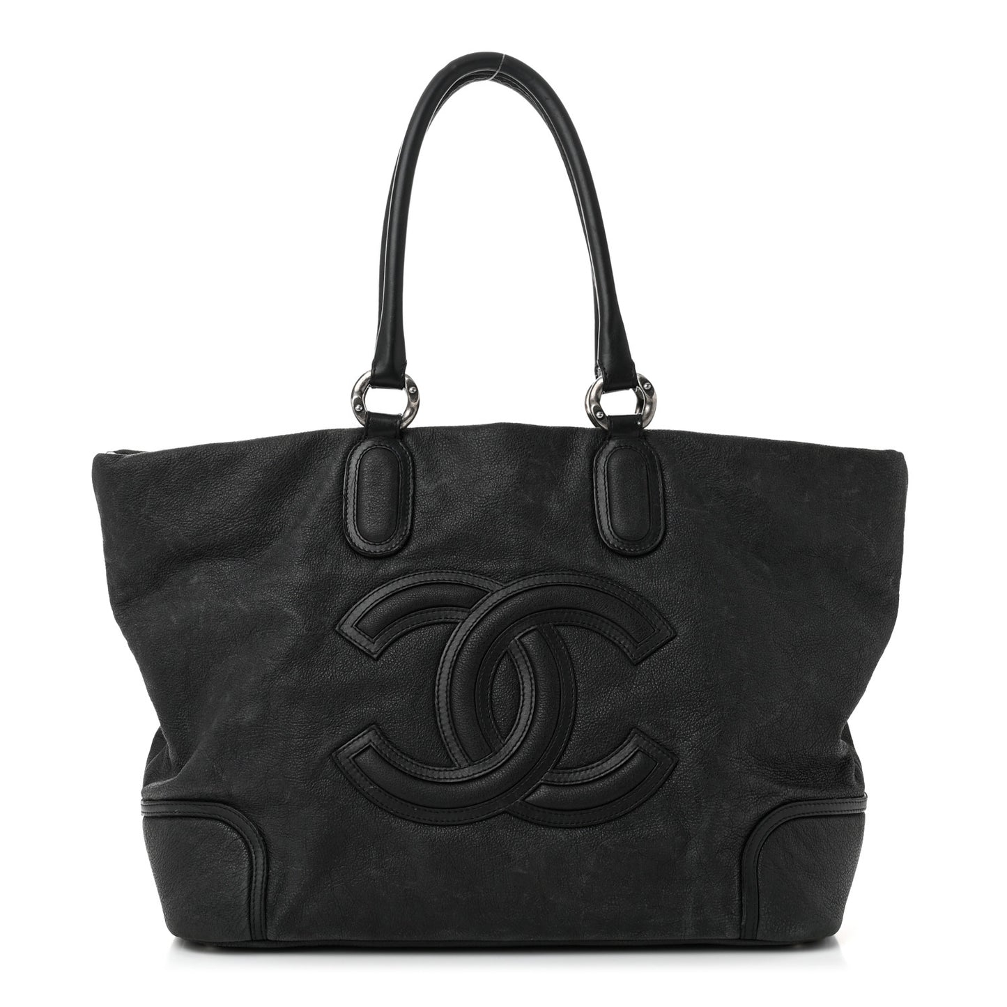 Washed Calfskin Tote Black
