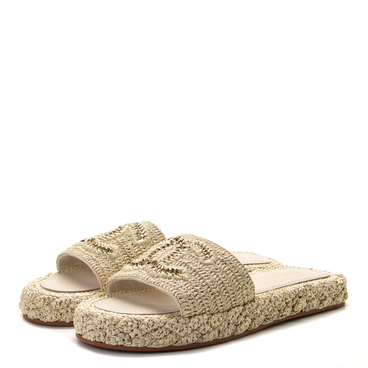 Cord Braided CC Mules 39 Light Beige