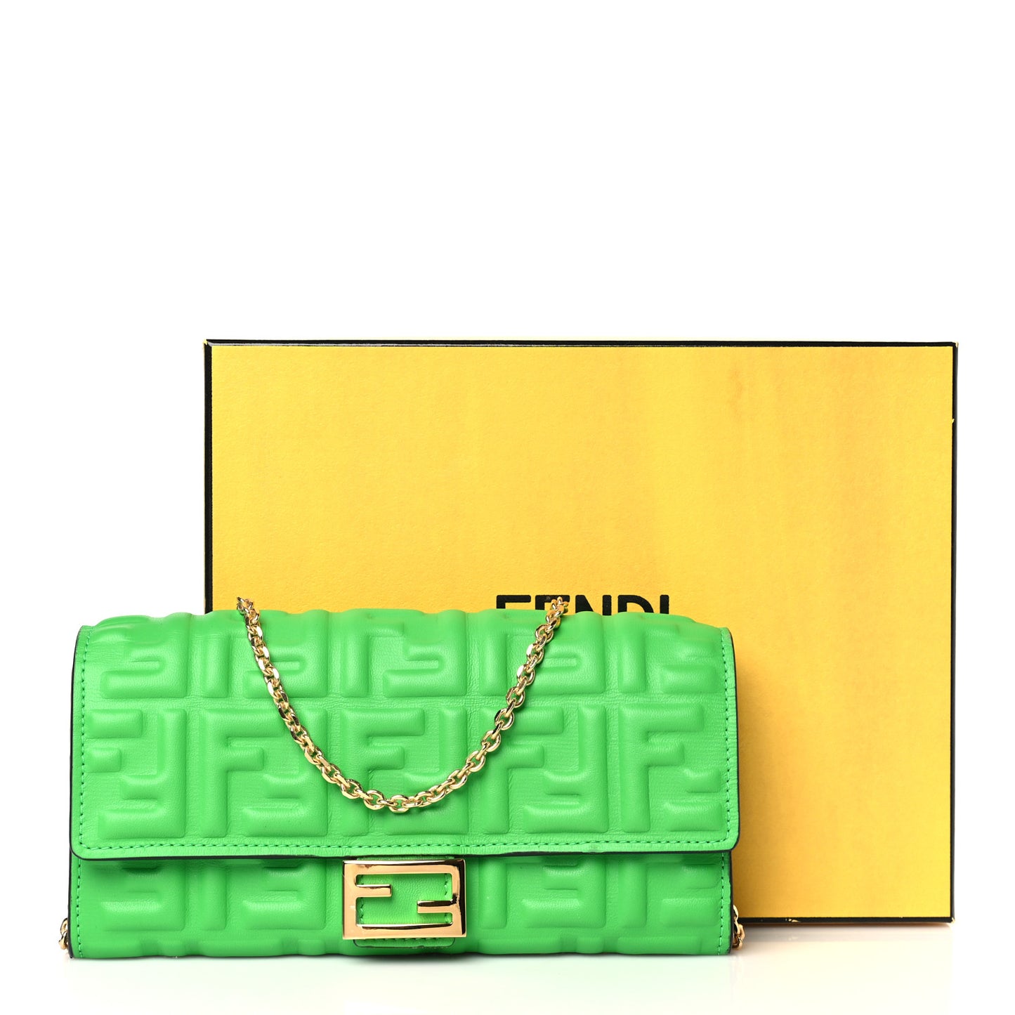 Nappa Matisse FF Embossed Continental Wallet On Chain Tomatillo