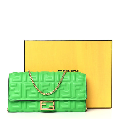 Fendi Nappa Matisse FF Embossed Continental Wallet On Chain Tomatillo 7 of 7