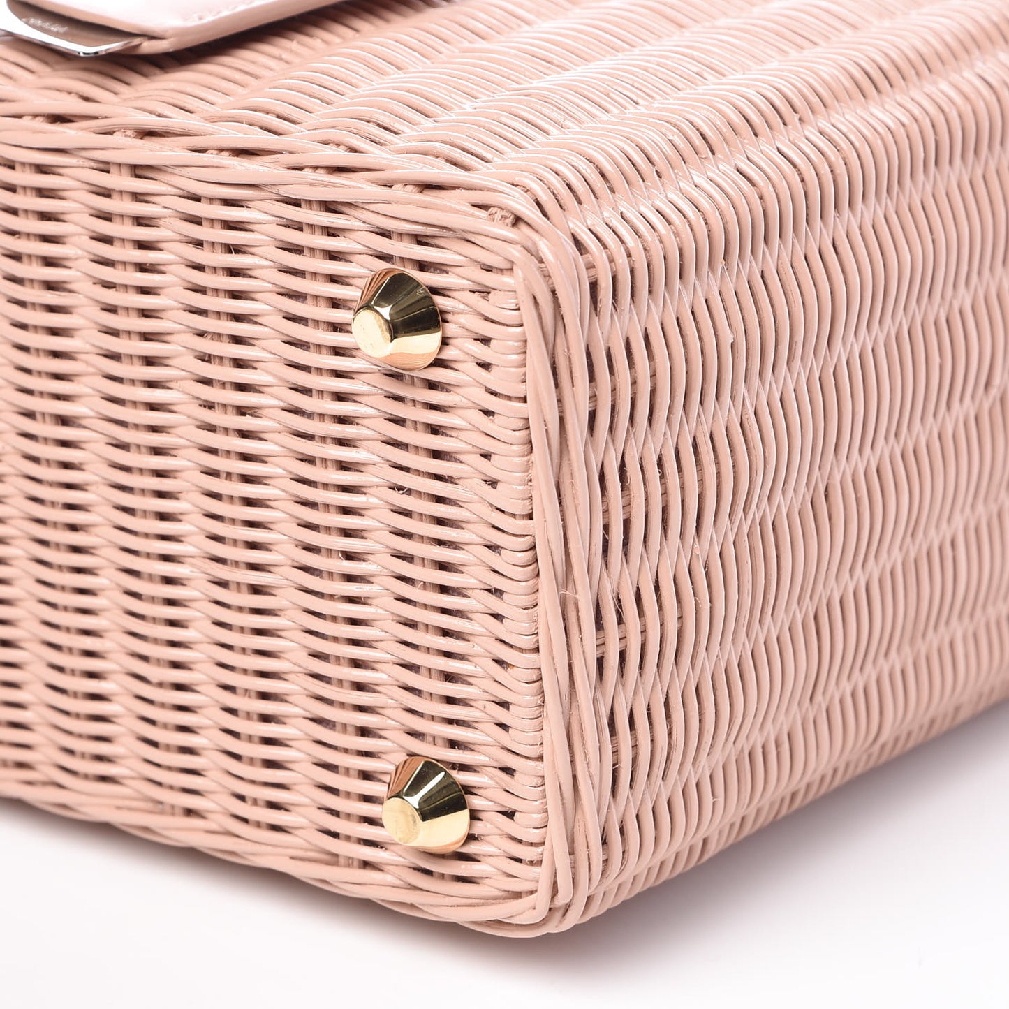 Wicker Canvas Shoulder Bag Pink