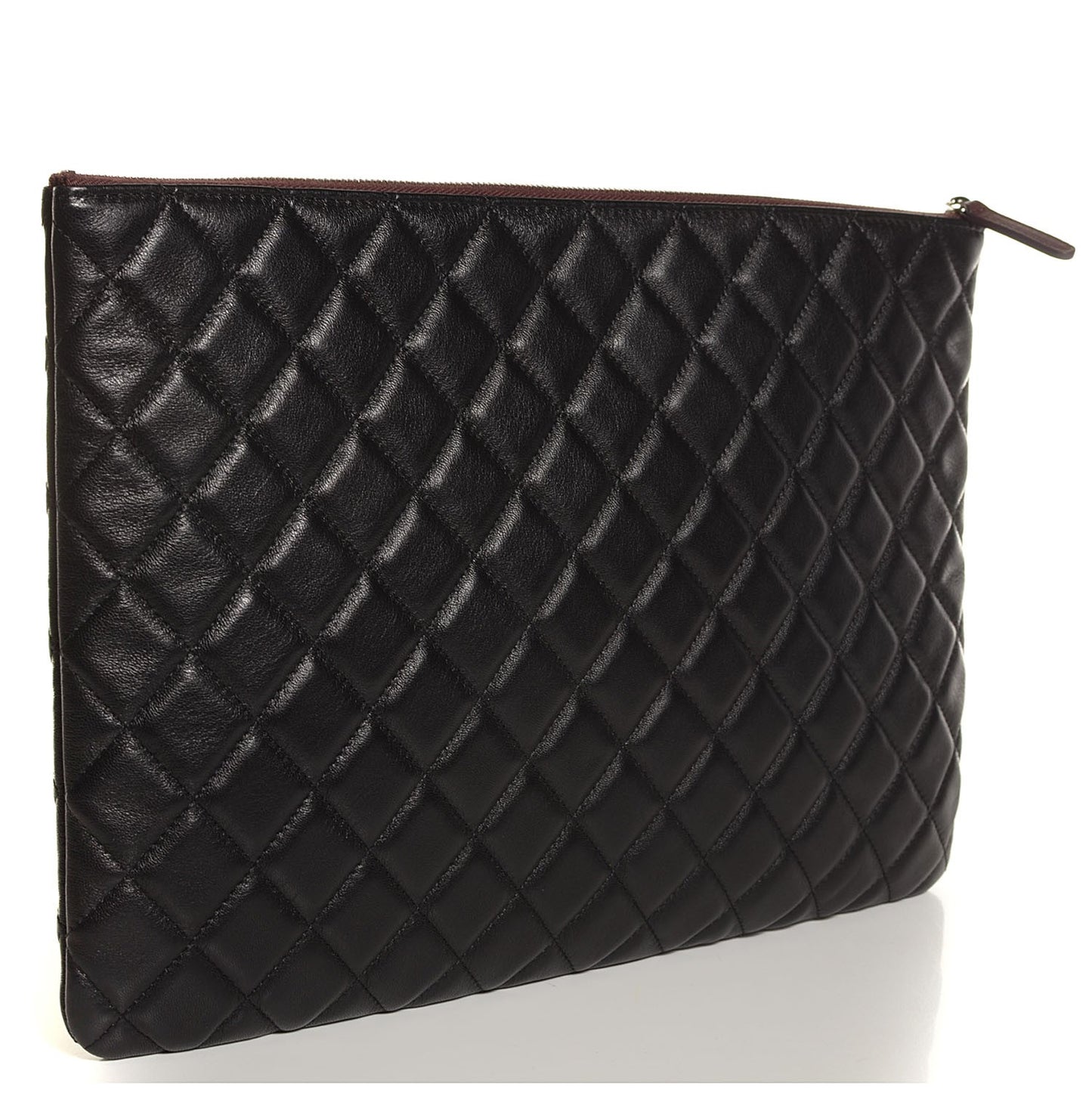 Lambskin Quilted Large Cosmetic Case Black