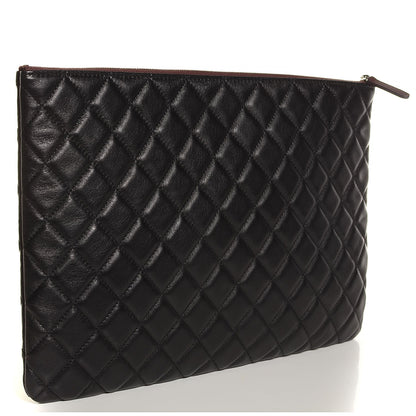 Chanel Lambskin Quilted Large Cosmetic Case Black 3 of 8