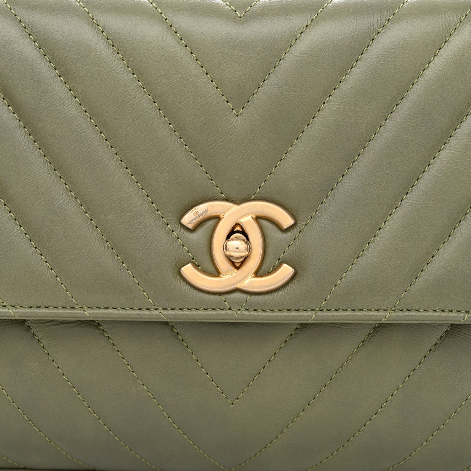 Chanel Calfskin Lizard Chevron Quilted Small Coco Handle Flap Green 8 of 11
