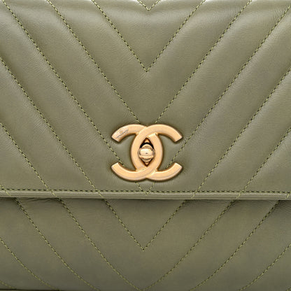 Chanel Calfskin Lizard Chevron Quilted Small Coco Handle Flap Green 8 of 11