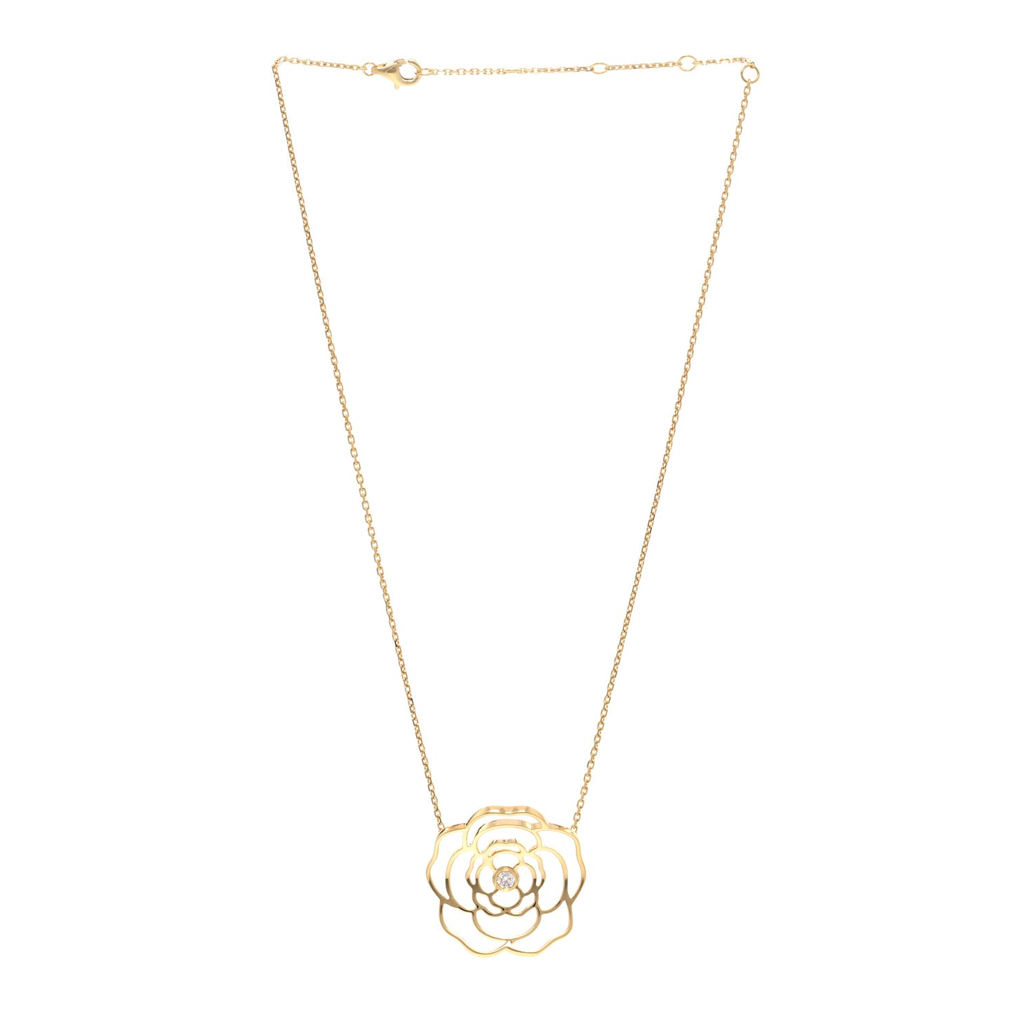 18K Yellow Gold Diamond Pétales de Camélia Necklace