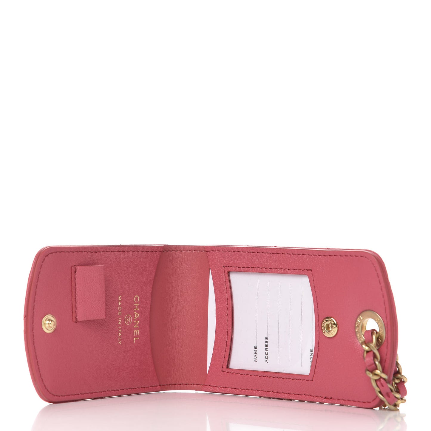Lambskin Quilted 19 Luggage Tag Dark Pink
