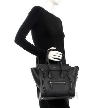 Celine Drummed Calfskin Micro Luggage Black 2 of 7