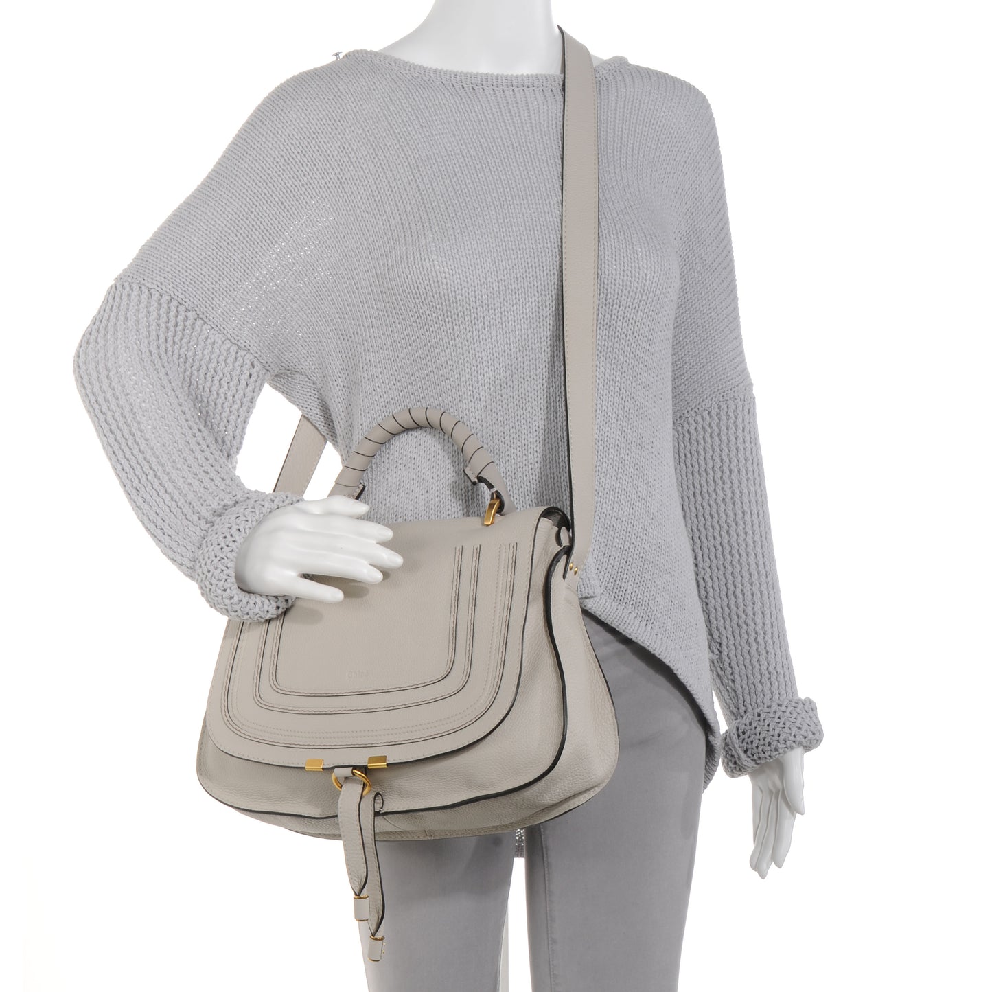 Calfskin Marcie Top Handle Bag Dove