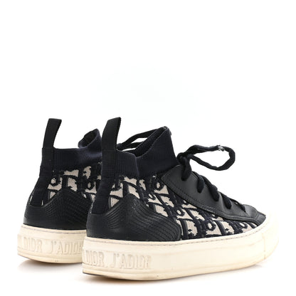 Christian Dior Technical Knit Calfskin Oblique Womens Walk'n Dior High Top Sneakers 37 Deep Blue 5 of 8