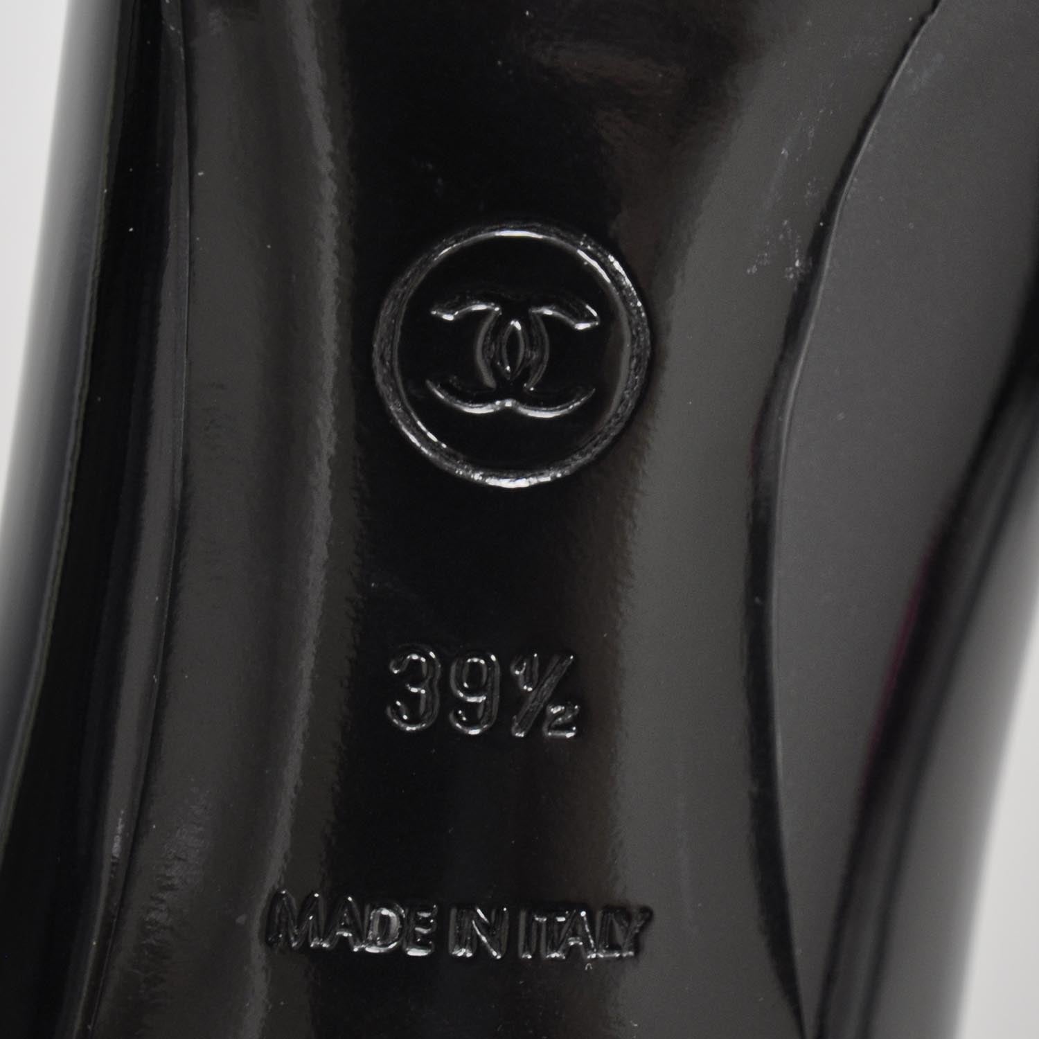 Chanel Patent CC Heels 39.5 Black and Gold 9 of 9