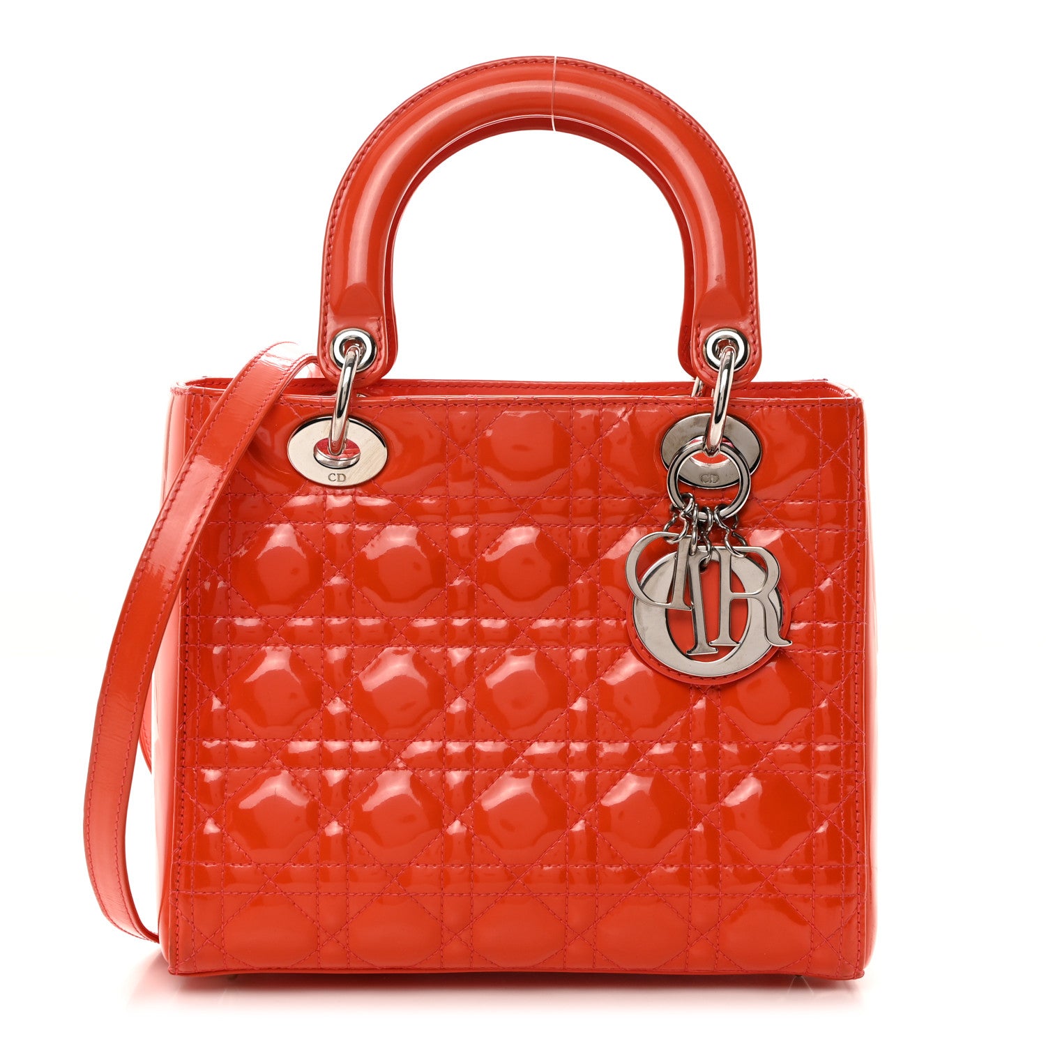 Christian Dior Patent Cannage Medium Lady Dior Orange 1 of 10