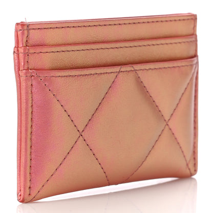 Chanel Iridescent Calfskin Quilted Chanel 19 Card Holder Pink 3 of 12