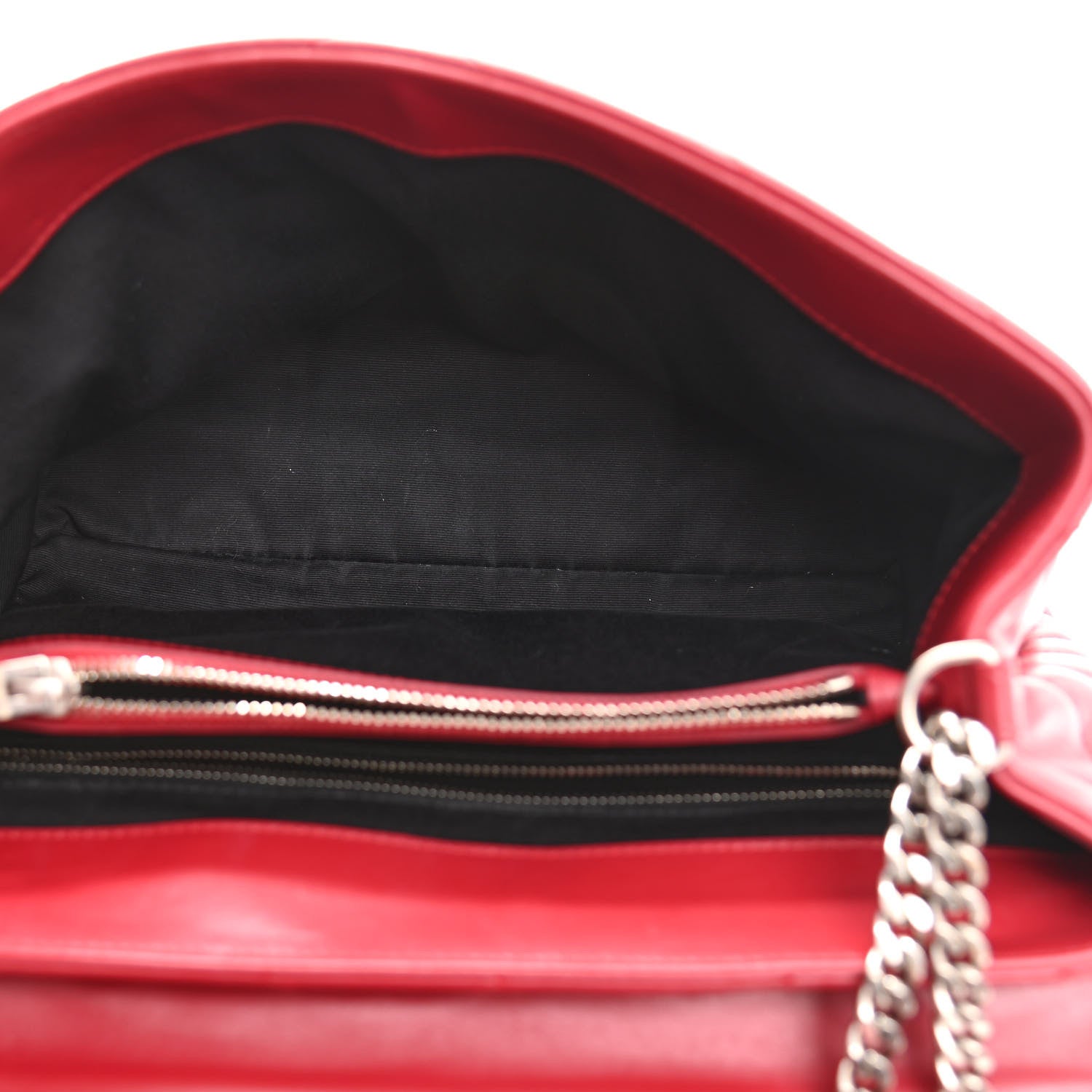 Saint Laurent Calfskin Y Quilted Monogram Medium Loulou Chain Satchel Lipstick Red 5 of 8