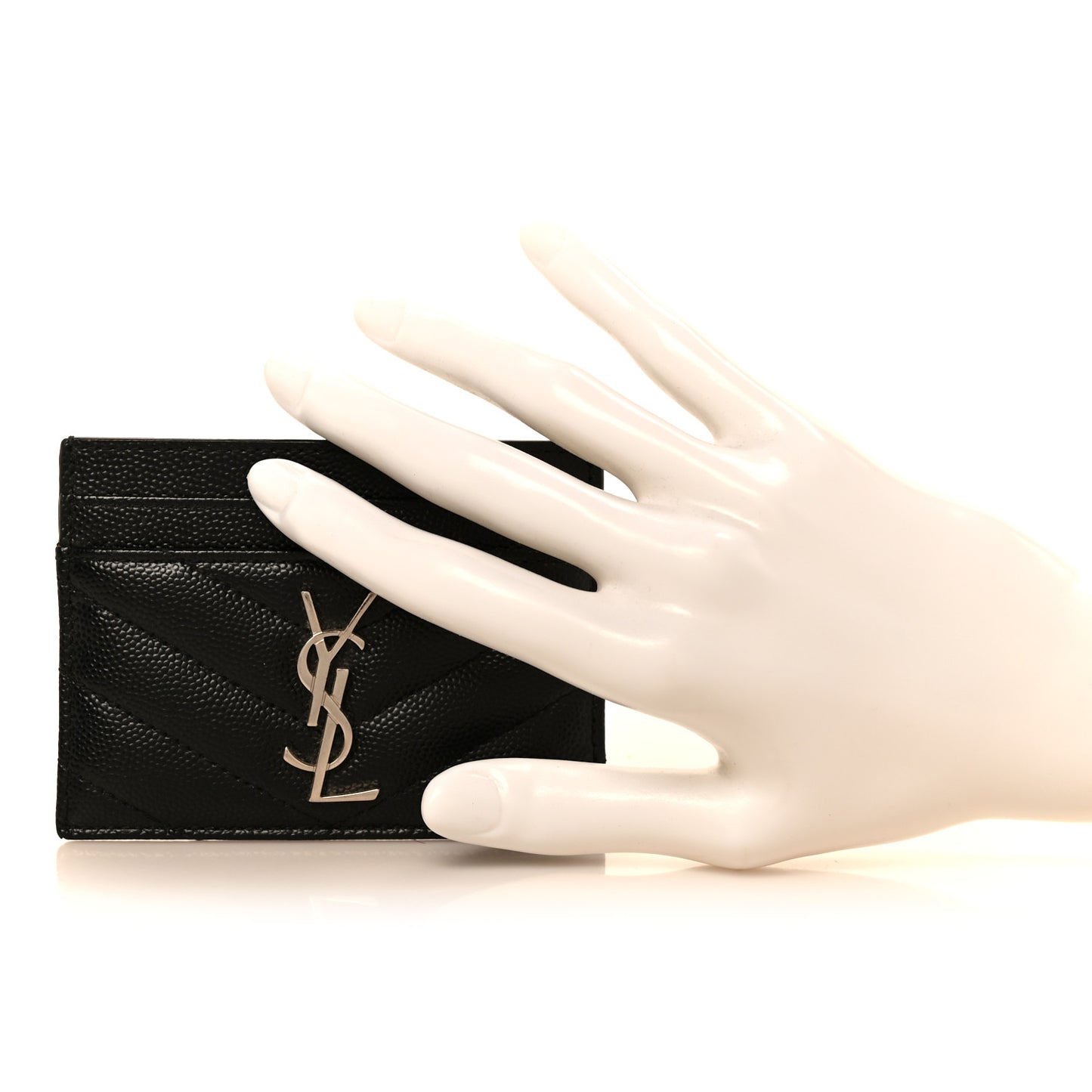 Grain De Poudre Matelasse Chevron Monogram Credit Card Case Black