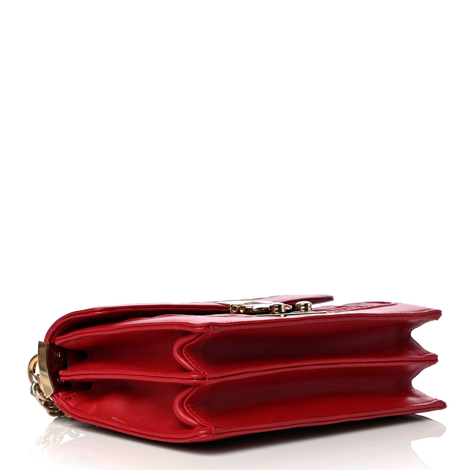 Miu Miu Lambskin Confidential Matelasse Chain Shoulder Bag Fiery Red 5 of 14