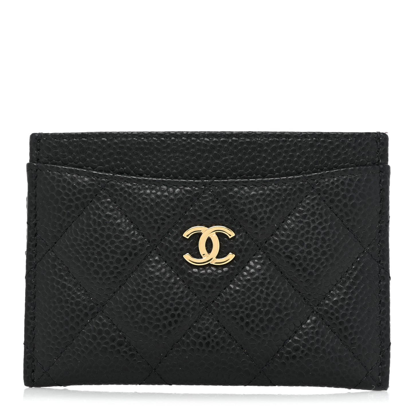 Caviar Quilted Card Holder Black