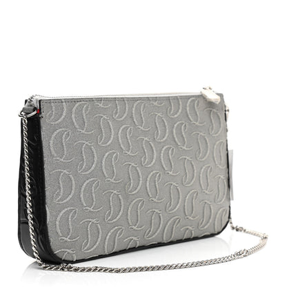 Christian Louboutin Glitter Calfskin Loubila Chain Clutch Silver 2 of 8