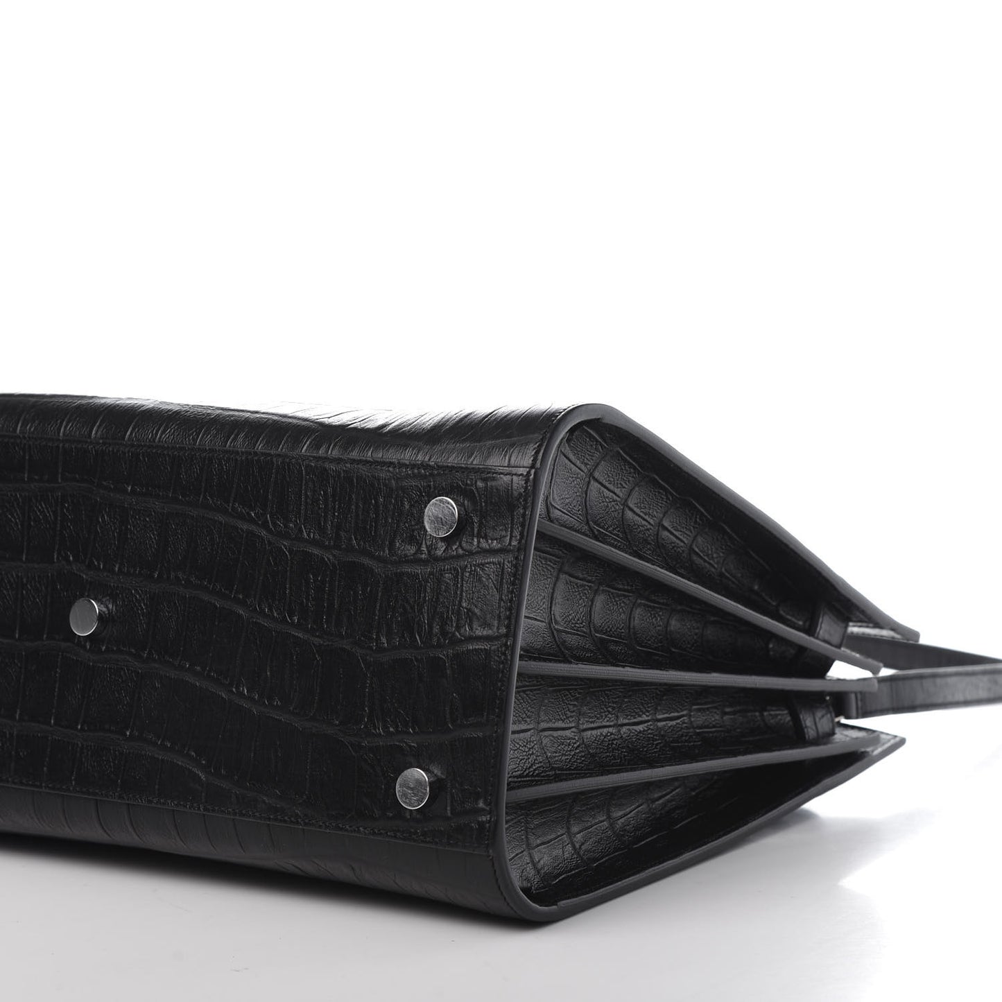 Calfskin Crocodile Embossed Small Sac de Jour Black