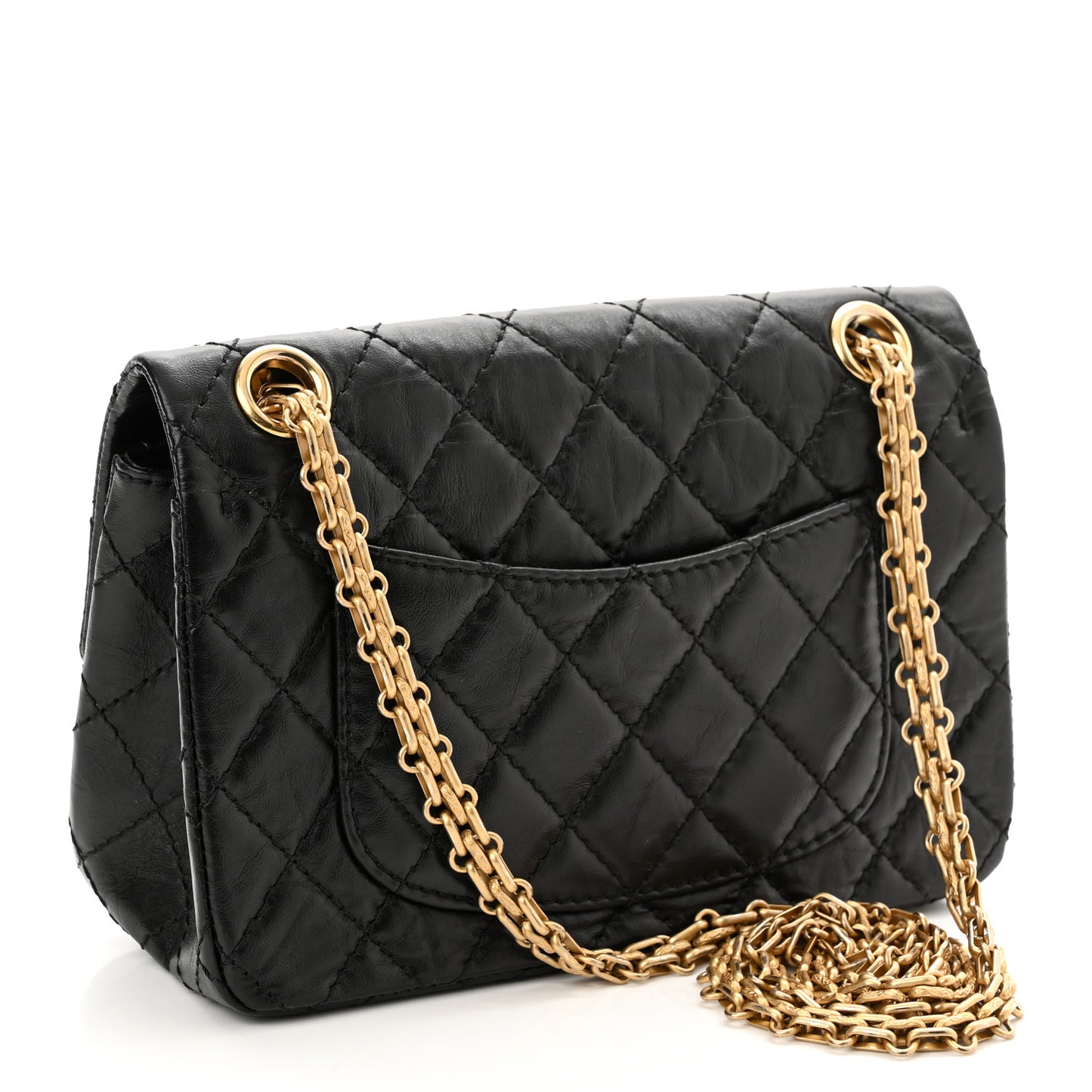 Aged Calfskin Quilted 2.55 Reissue Mini Flap Black