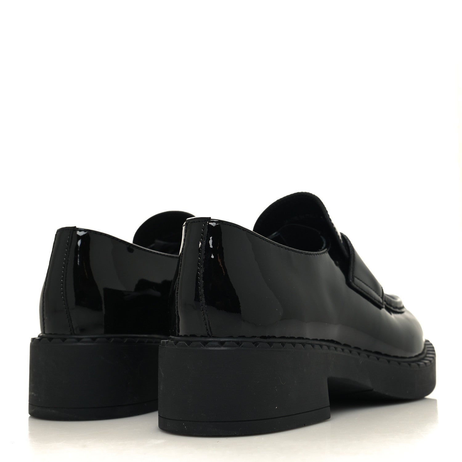 Prada Vernice Triangle 50mm Loafers 38 Black 4 of 9
