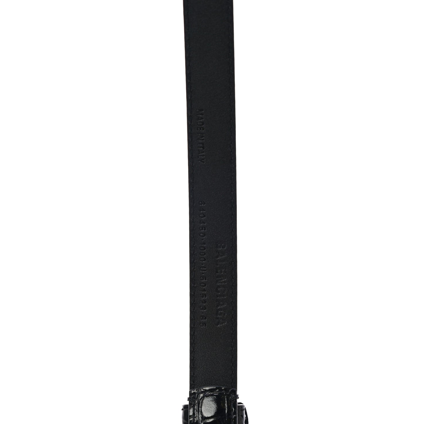 Shiny Calfskin Crocodile Embossed BB 20mm Thin Belt 85/34 Black