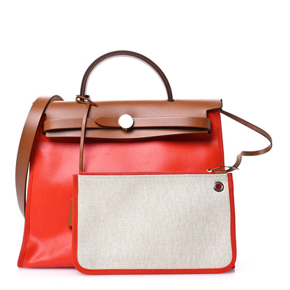 Hermes Toile H Berline Vache Hunter Herbag Zip 31 PM Capucine Fauve 3 of 11