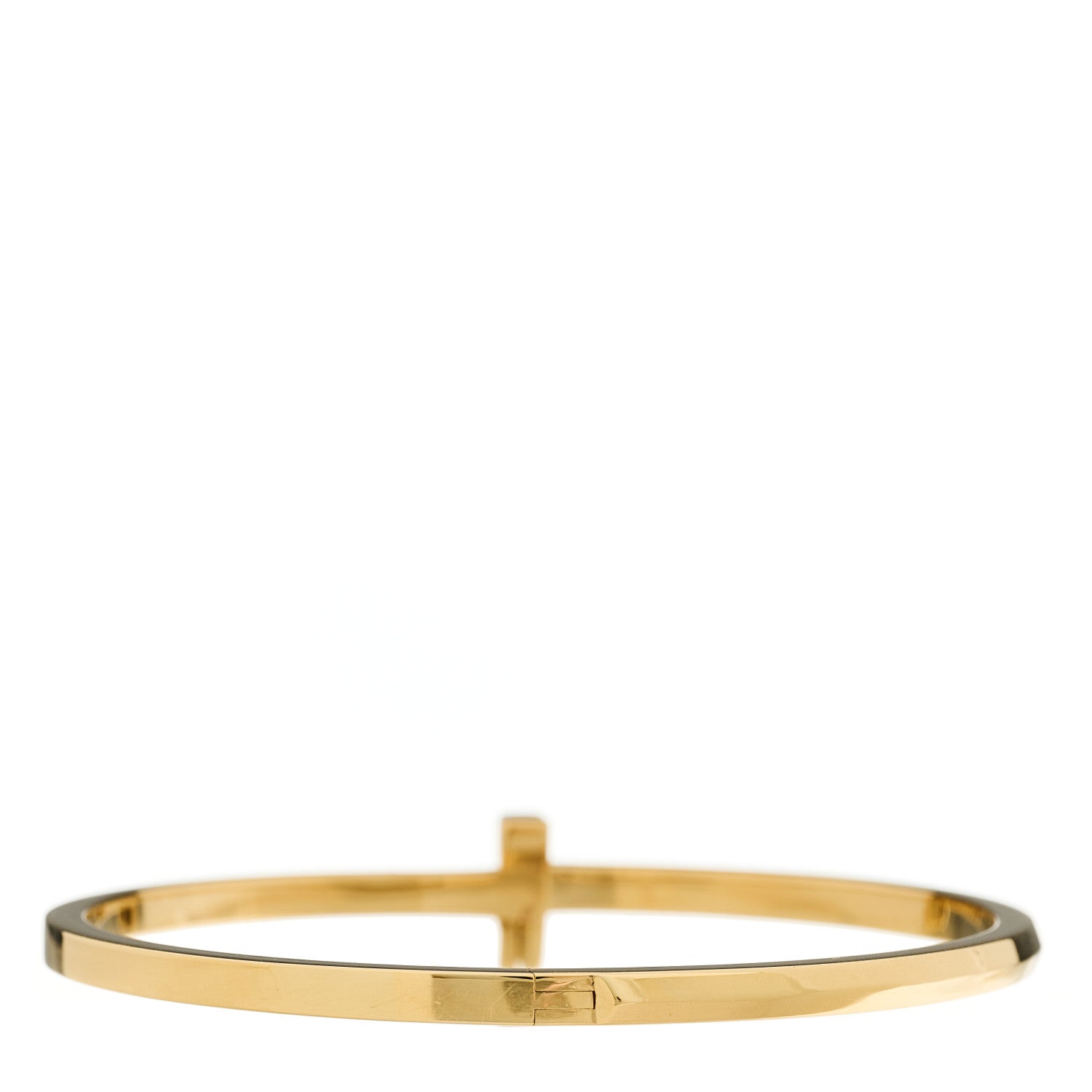 Tiffany 18K Yellow Gold Narrow T T1 Hinged Bangle Bracelet 2 of 4