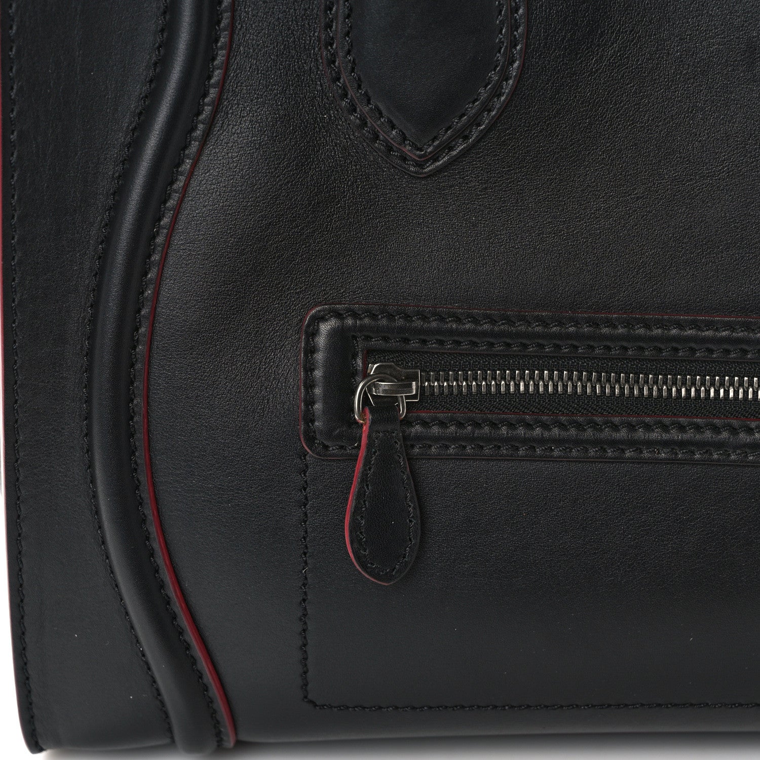 Celine Smooth Calfskin Mini Luggage Black Pink Trim 12 of 13