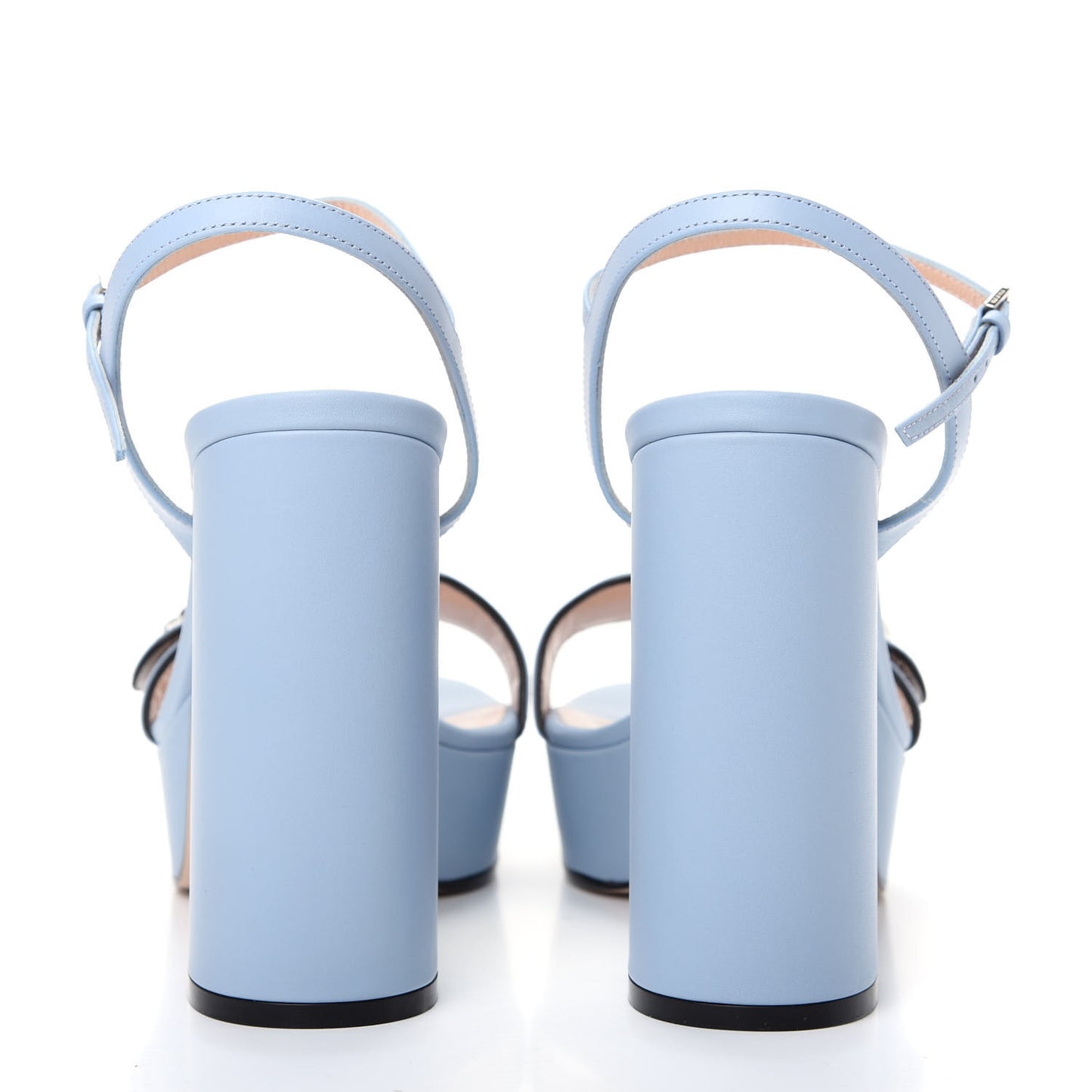Calfskin GG Marmont Ankle Wrap 30/115mm Platform Sandals 39.5 Porcelain Light Blue