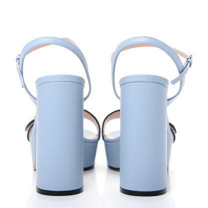 Gucci Calfskin GG Marmont Ankle Wrap 30/115mm Platform Sandals 39.5 Porcelain Light Blue 7 of 10