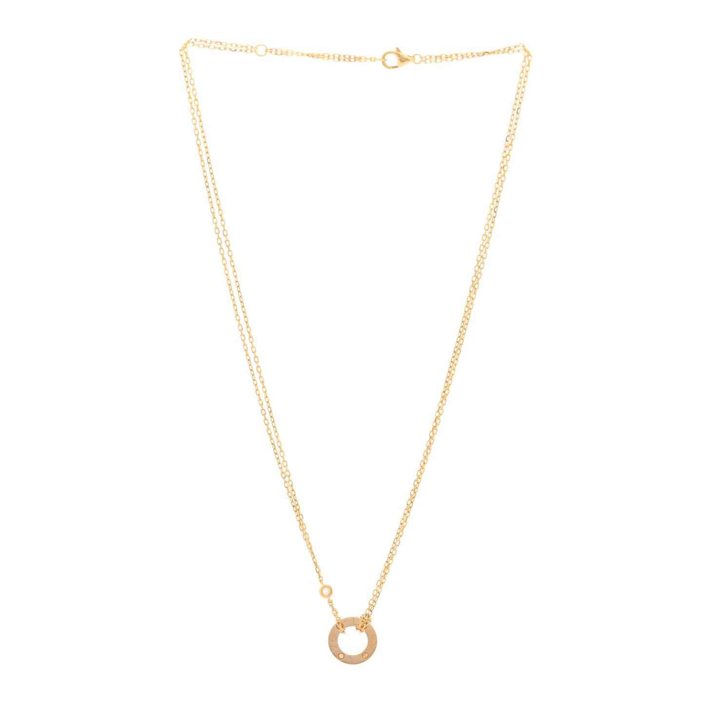 18K Yellow Gold 2 Diamond LOVE Necklace