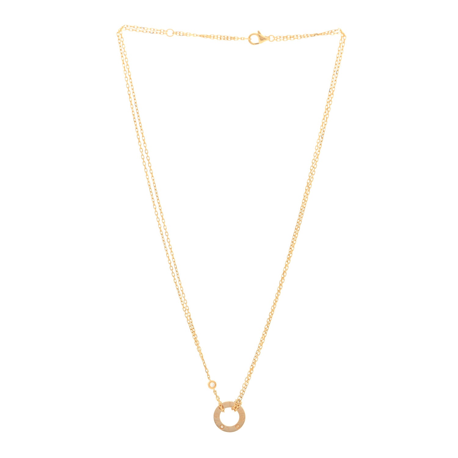 Cartier 18K Yellow Gold 2 Diamond LOVE Necklace 3 of 5