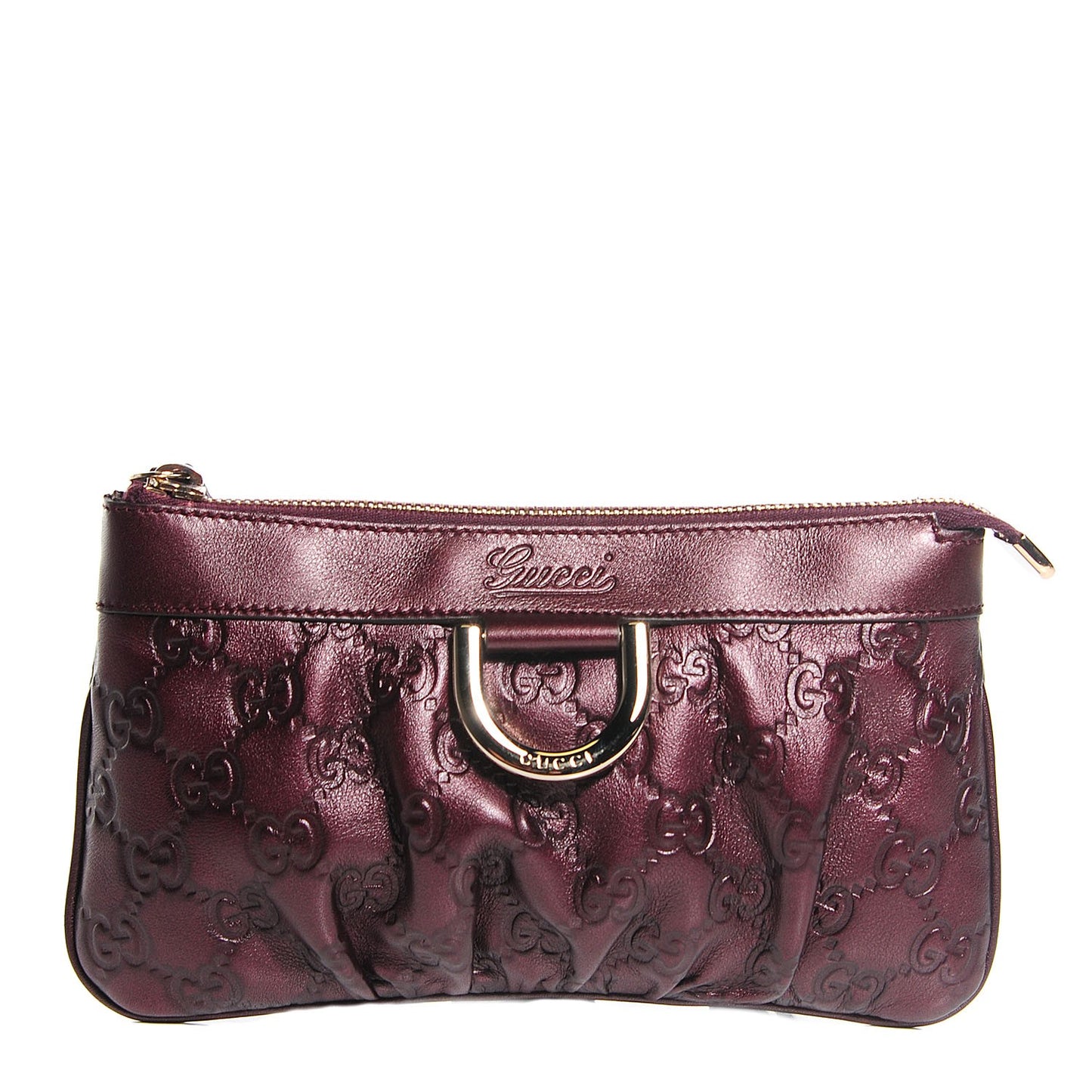 Guccissima D Gold Wristlet Bordeaux