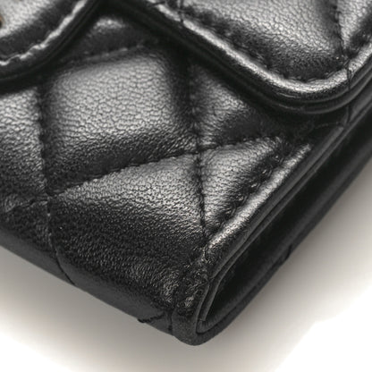Chanel Lambskin Quilted Flap Card Holder Wallet Black 9 of 10