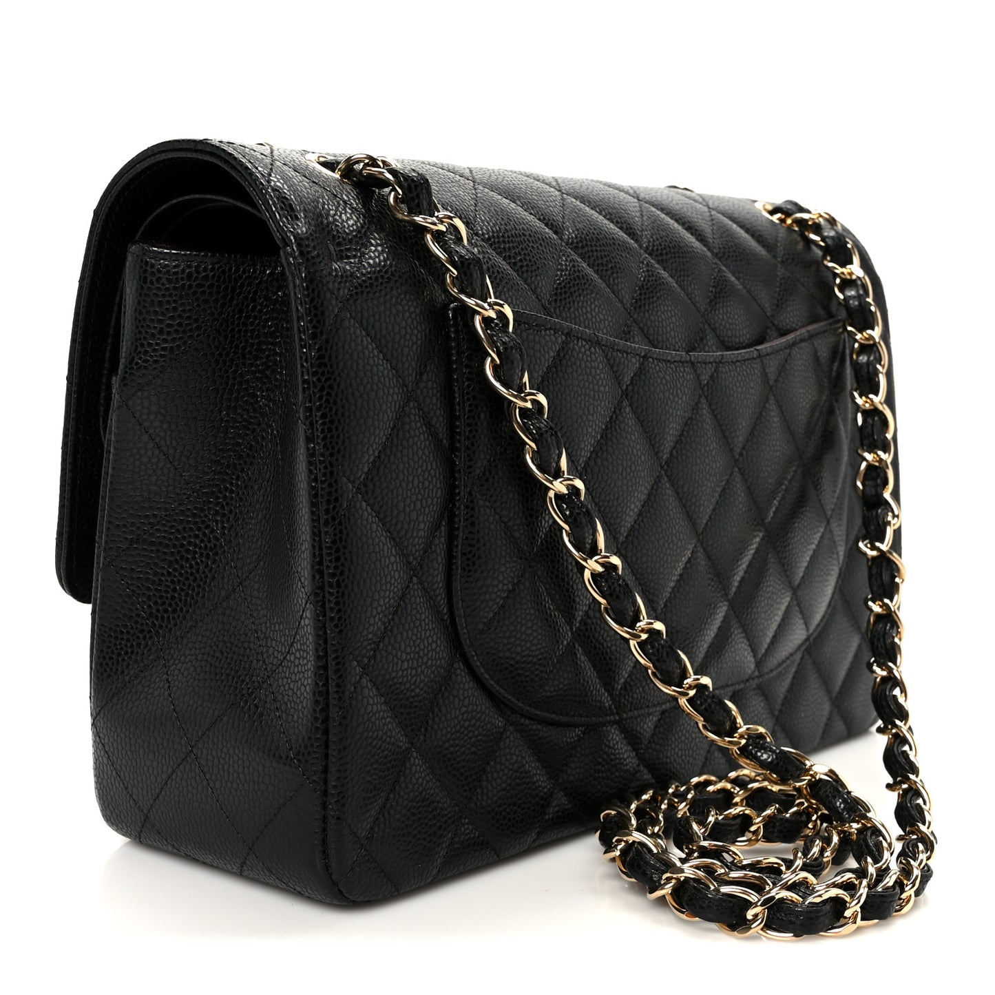 Caviar Quilted Jumbo Double Flap Black